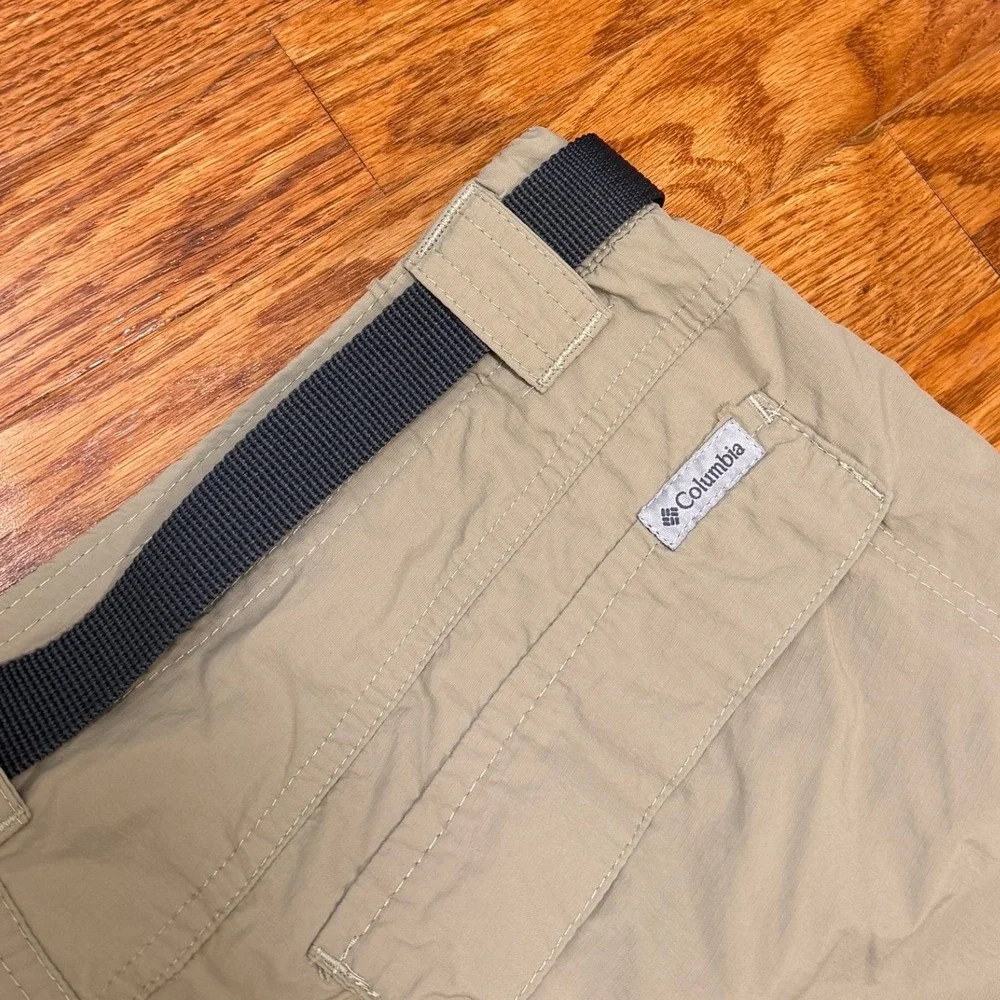 Columbia Convertible Cargo Pants Mens 34x32 Tan Hiking Outdoor Nylon Belted